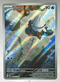 A holographic Snover Pokemon card featuring full-art illustration and a silver border.
