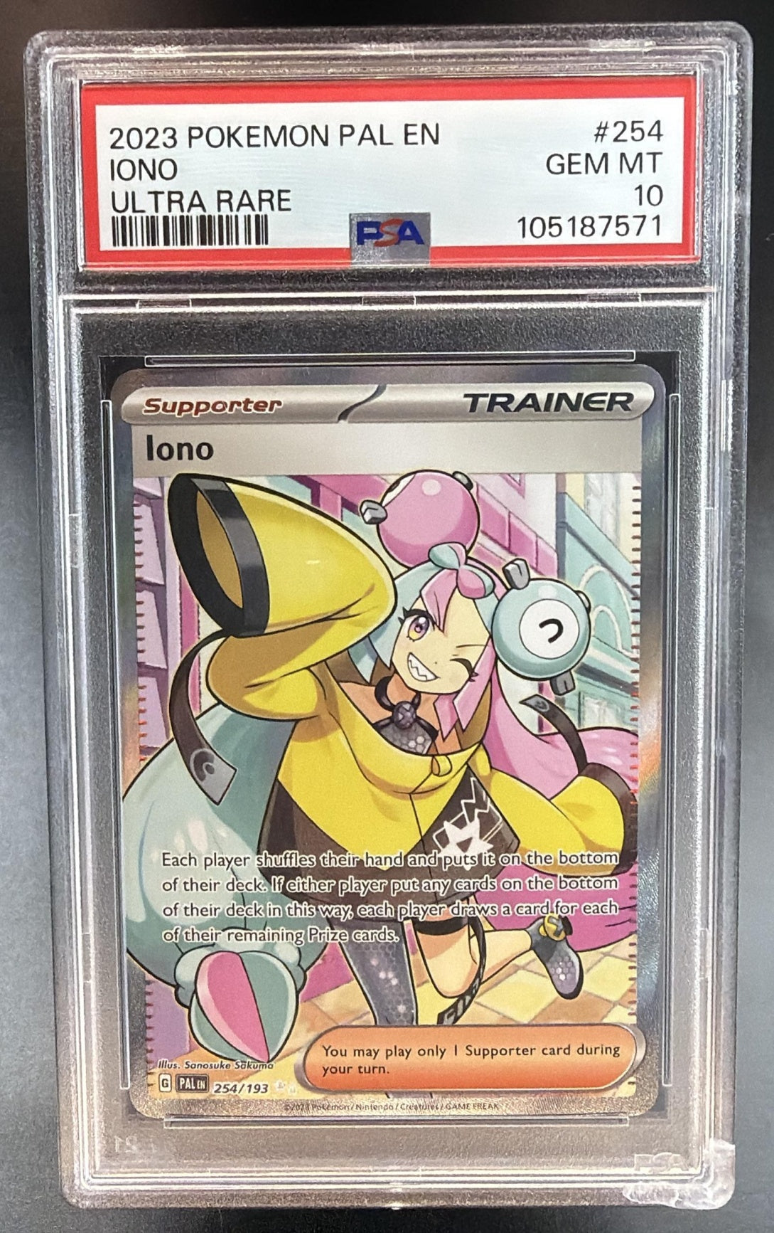 2023 Pokemon Scarlet & Violet Paldea Evolved Iono #254/193 Ultra Rare PSA 10