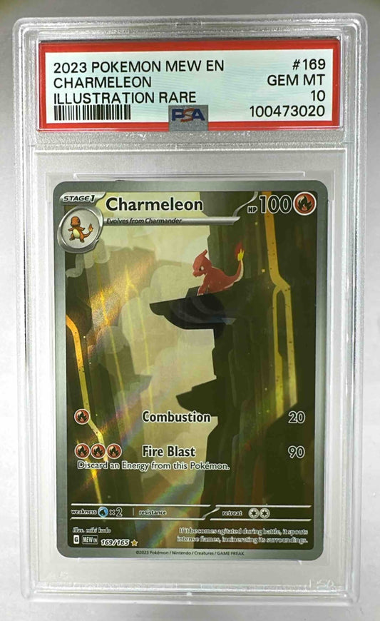 A PSA 10 graded Charmeleon illustration rare Pokemon card from the 2023 Scarlet and Violet set.