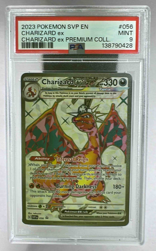 A PSA 9 graded Charizard ex promo card from the 2023 Pokemon Black Star collection.