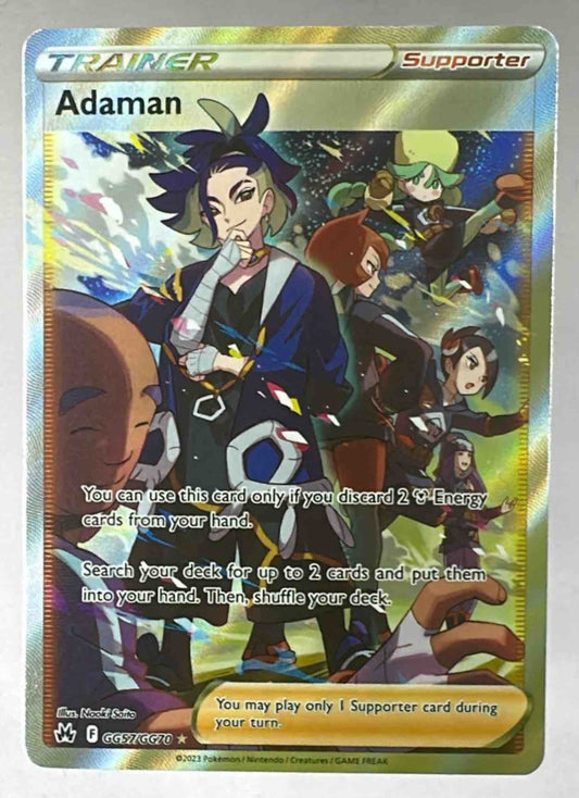 A full-art Adaman Supporter card from the Pokemon Crown Zenith Galarian Gallery set.