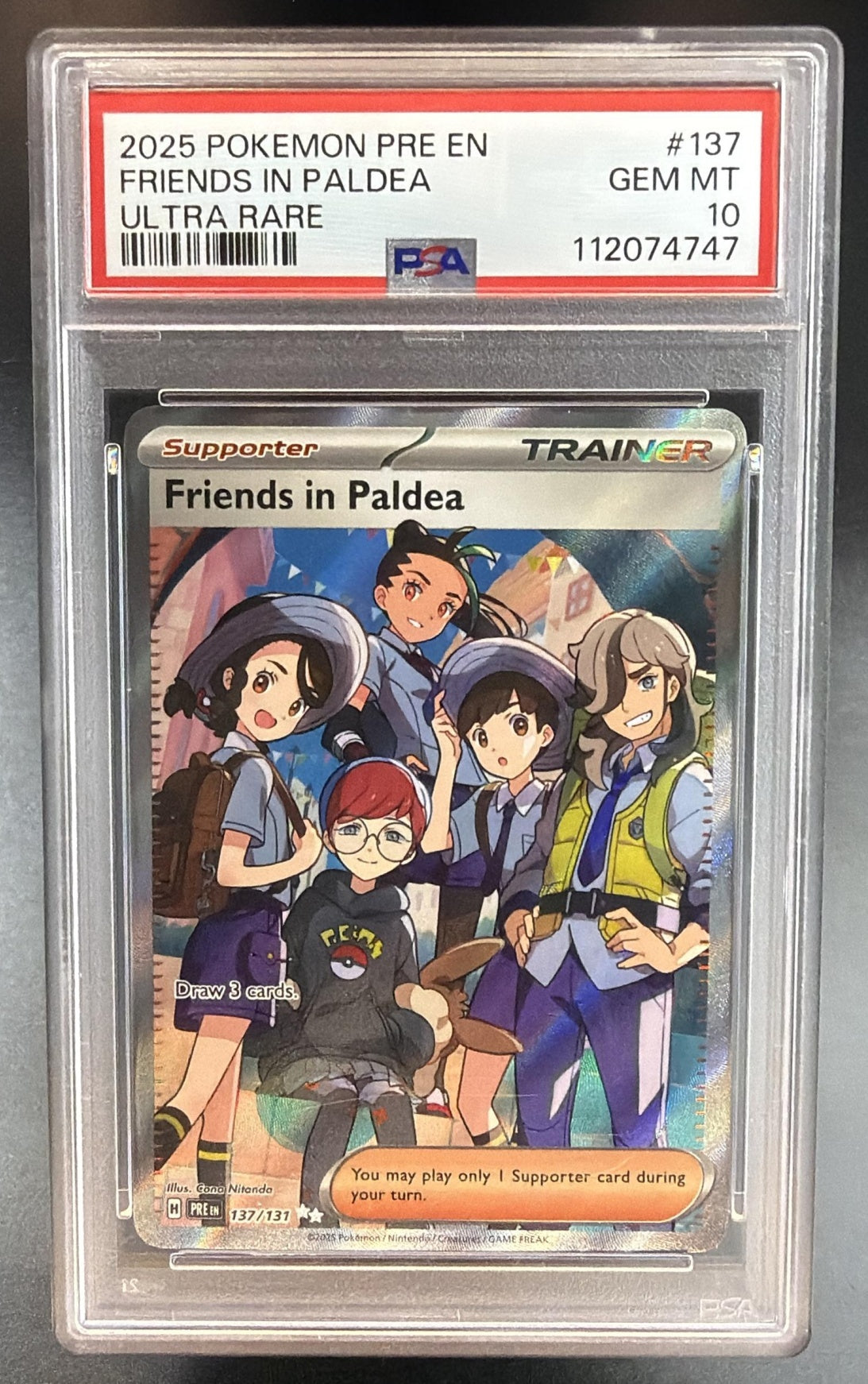 2025 Pokemon Gaming Prismatic Evolutions Friends in Paldea #137/131 PSA 10