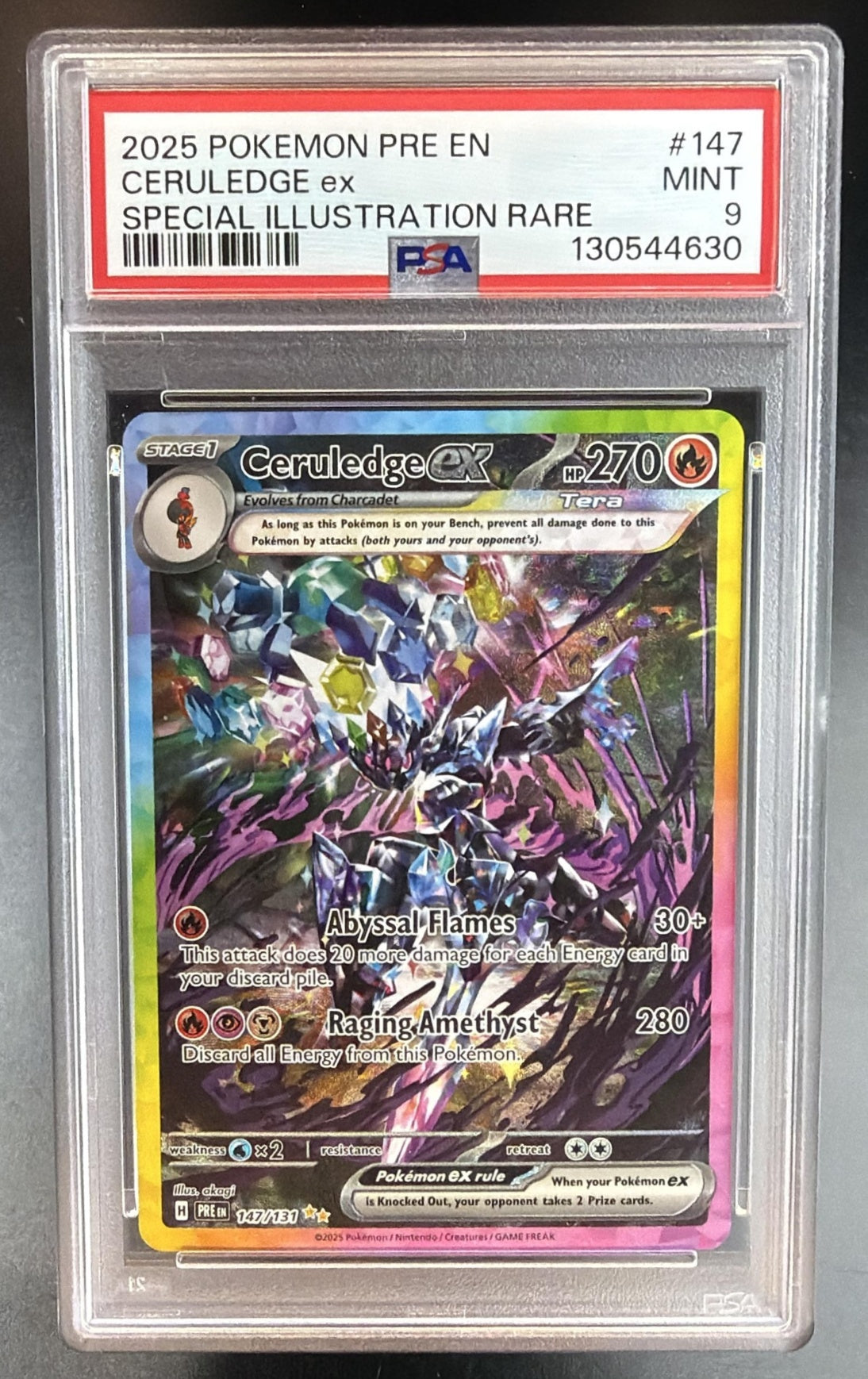 2025 Pokemon Gaming Prismatic Evolutions Ceruledge ex #147/131 PSA 9
