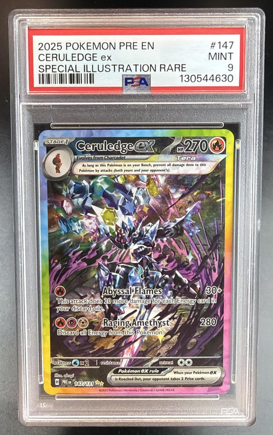 2025 Pokemon Gaming Prismatic Evolutions Ceruledge ex #147/131 PSA 9
