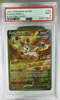 A PSA 9 graded Sylveon V full art Pokemon card from the Evolving Skies expansion.