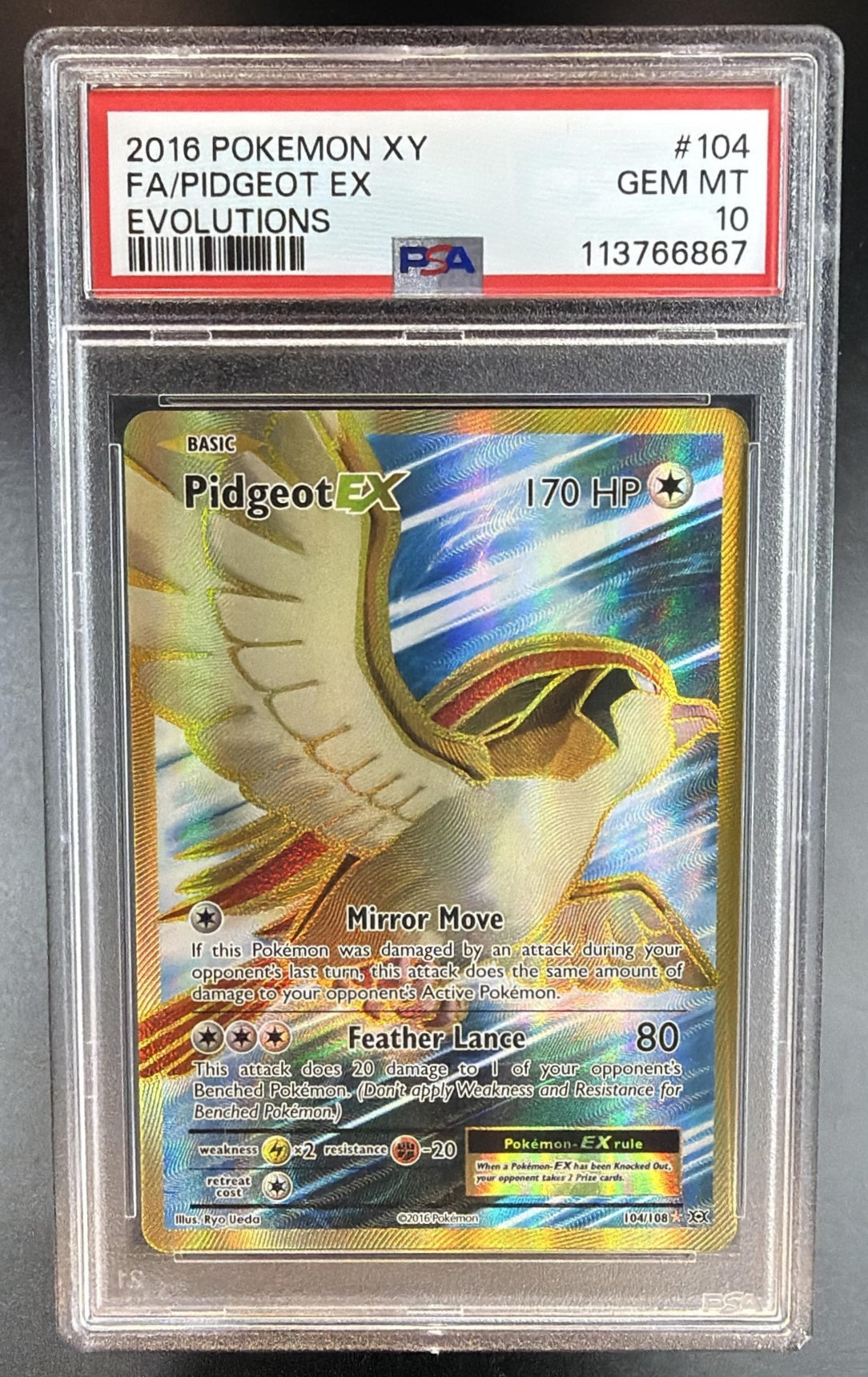 2016 Pokemon Gaming XY Evolutions Pidgeot #104/108 PSA 10