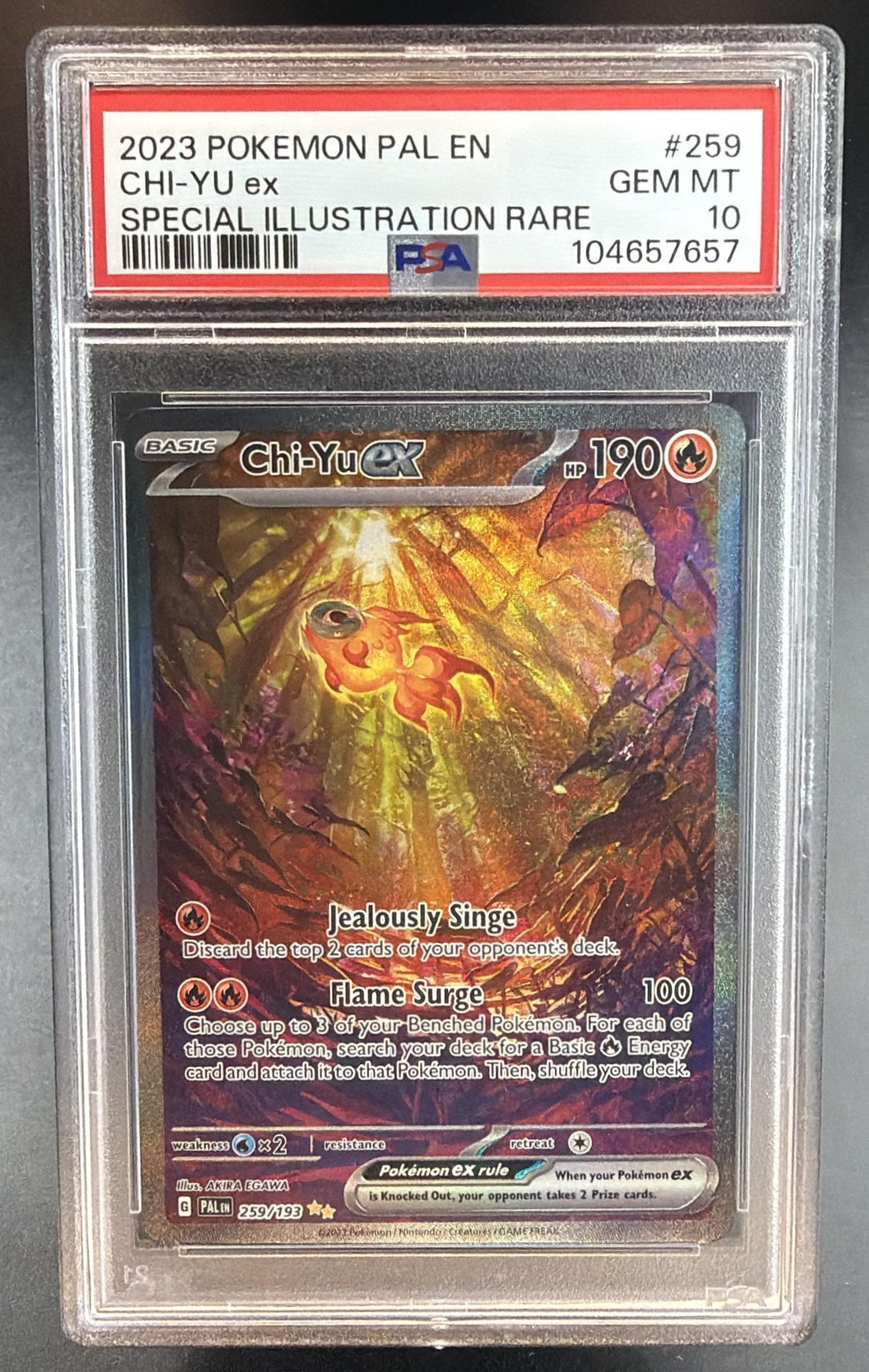 2023 Pokemon Scarlet & Violet Paldea Evolved Chi-Yu ex #259/193 Special Illustration Rare PSA 10