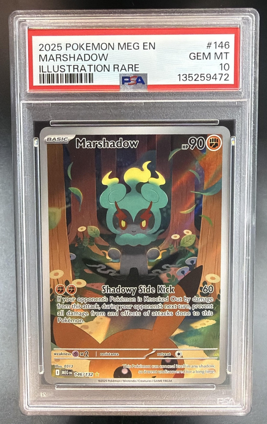 2025 Pokemon Gaming Mega Evolution Marshadow #146/132 Illustration Rare PSA 10