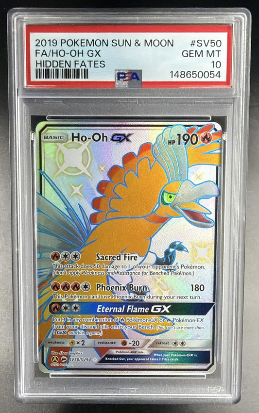 2019 Pokemon Gaming SM Hidden Fates Ho-Oh GX #SV50/SV94 PSA 10