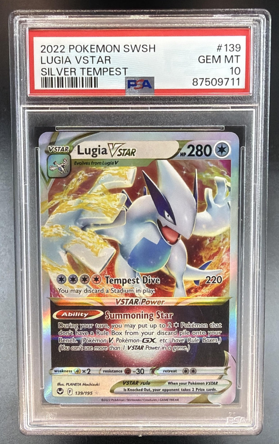 2022 Pokemon Gaming Sword & Shield Silver Tempest Lugia VST #139/195 Holo PSA 10