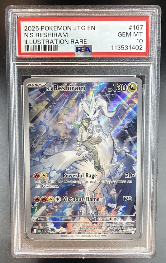 2025 Pokemon Gaming Journey Together N's Reshiram Promo Cards #167/159 PSA 10