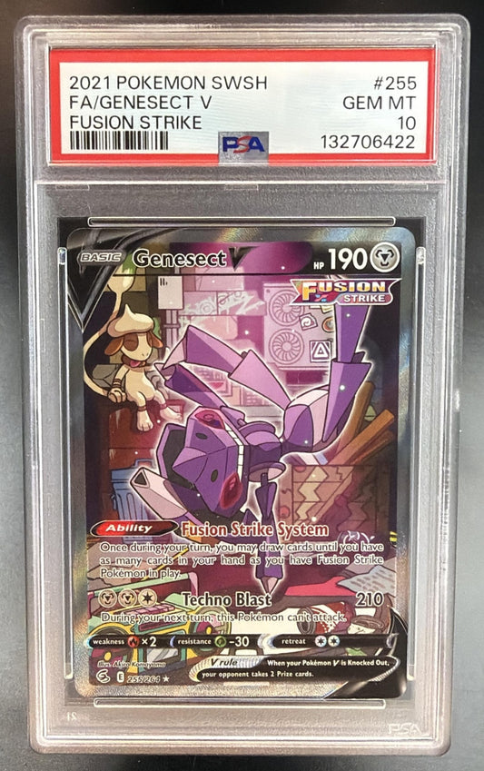 2021 Pokemon Gaming Sword & Shield Fusion Strike Genesect V #255/264 PSA 10