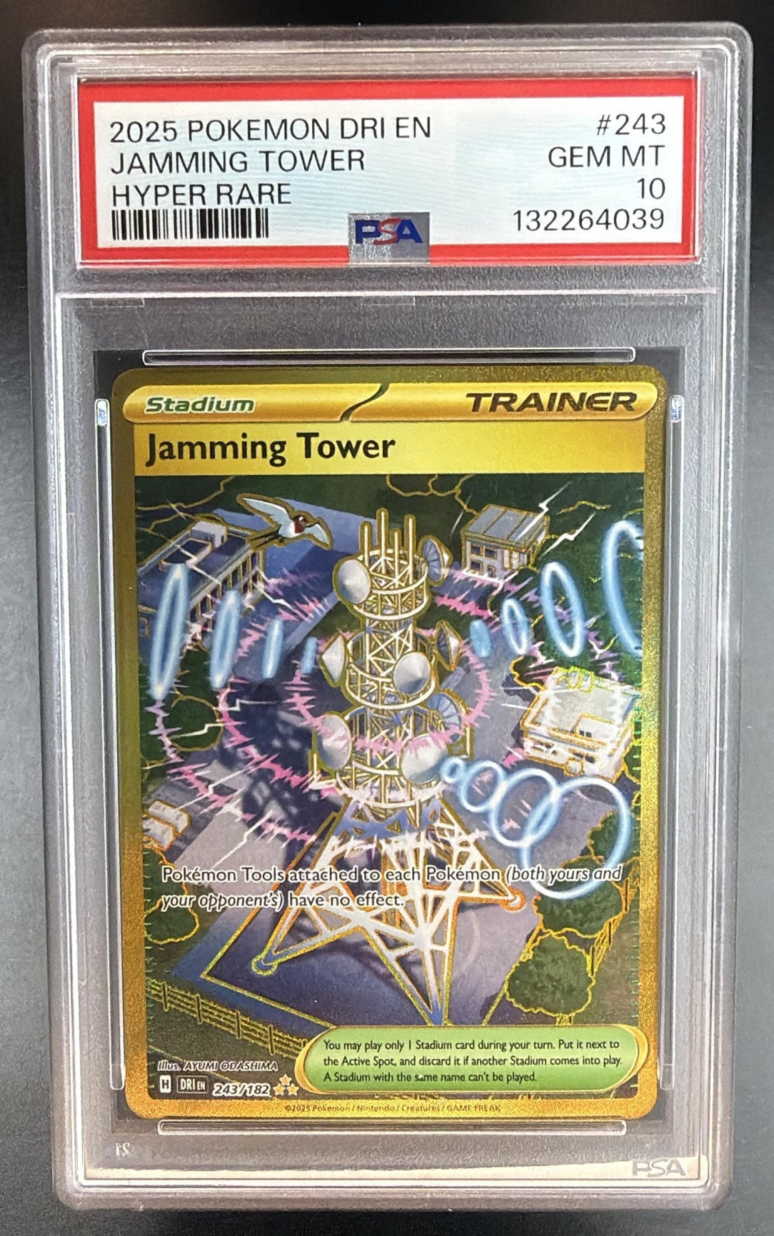 2025 Pokemon Gaming Destined Rivals Jamming Tower #243/182 PSA 10