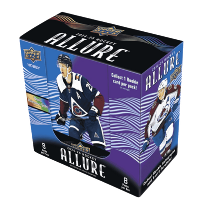 A 2024-25 Upper Deck Allure Hockey hobby box featuring Colorado Avalanche players.