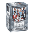 A 2025-26 Topps UEFA Club Competitions Chrome soccer blaster box featuring player imagery.
