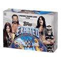 A 2025 Topps WWE Exalted hobby box featuring images of professional wrestlers on the packaging.