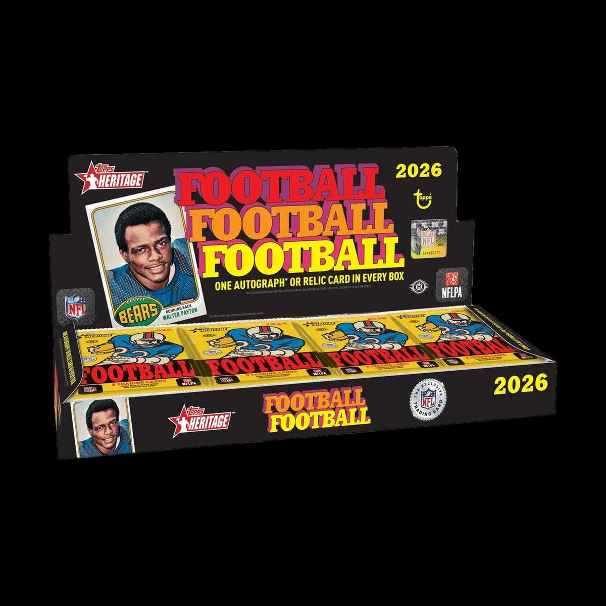 2026 Topps Heritage Football Hobby Box - open display with packs