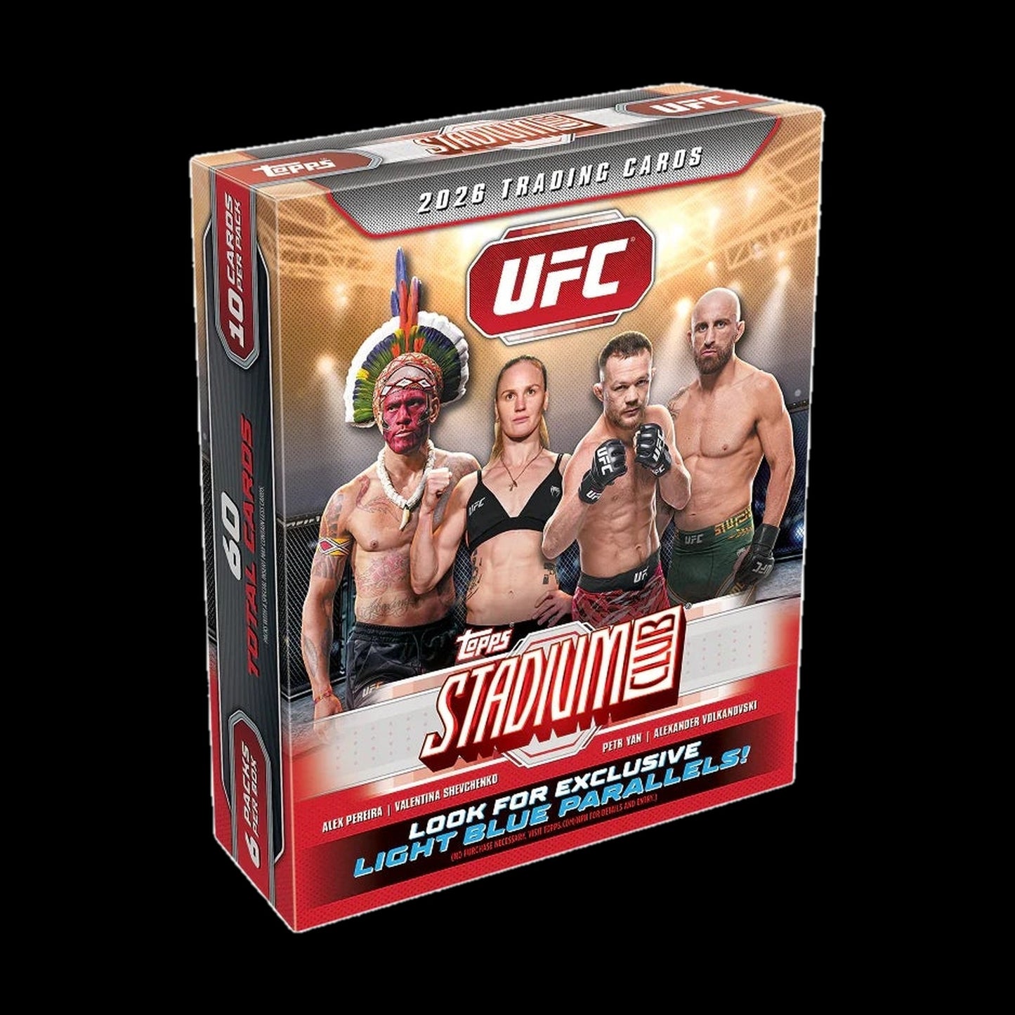2026 Topps UFC Stadium Club Mega Box - factory sealed, 6 packs of 10 cards, Light Blue parallels