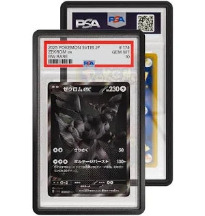 A PSA-graded Zekrom Pokemon card encased in a black GradedGuard Obsidian protective case.